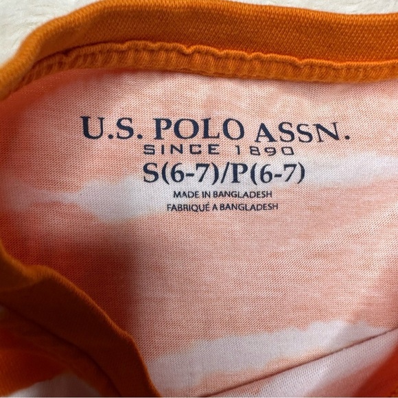 US Polo Assn. T-Shirt Orange & White Striped Size 7 - Picture 7 of 16